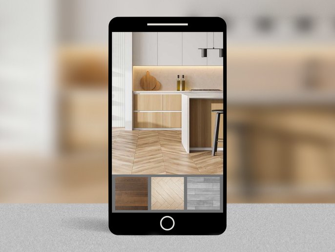 Roomvo flooring Visualizer on a mobile phone