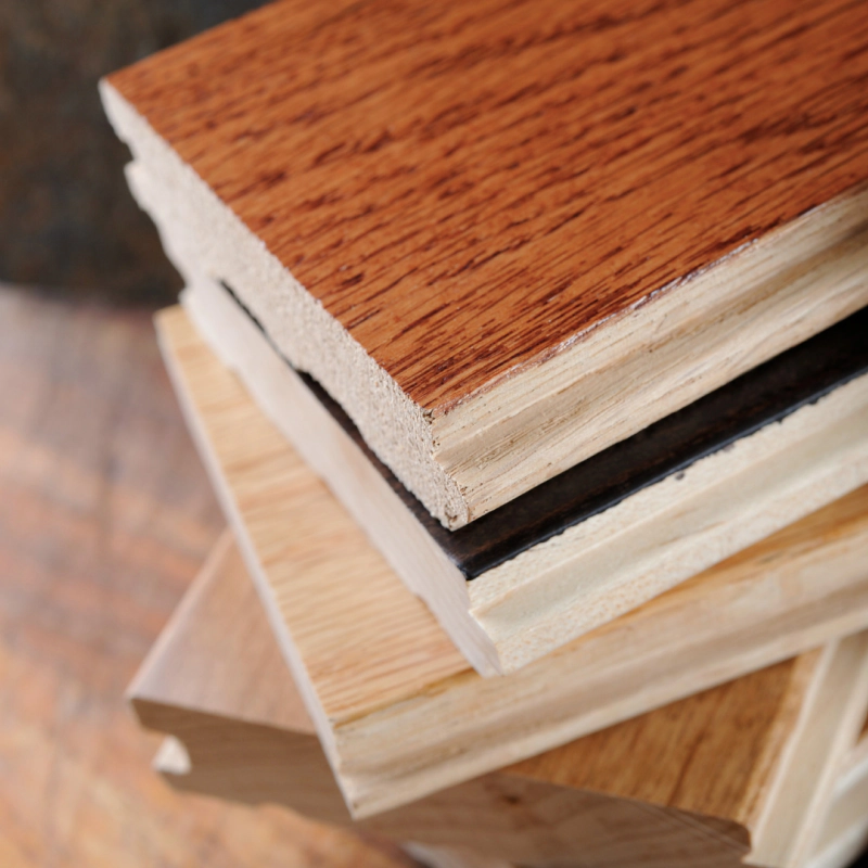 Stack of wood flooring samples in La Grange, KY